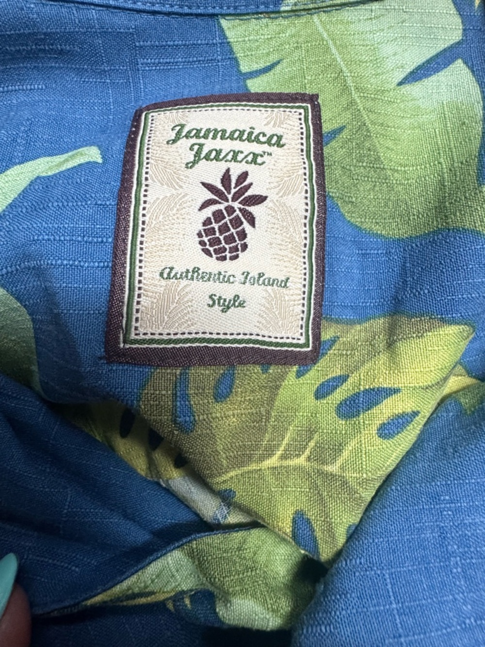 100% Silk Hawaiian Camp Collar Shirt Blue Pineapple Tropical Men’s Large - Picture 3 of 6